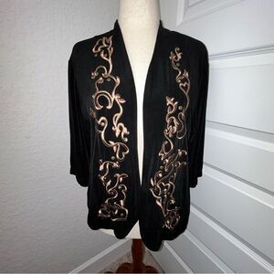 Vintage Chico’s Travelers Embroidered Open Front 3/4 Length Sleeve Cardigan Top